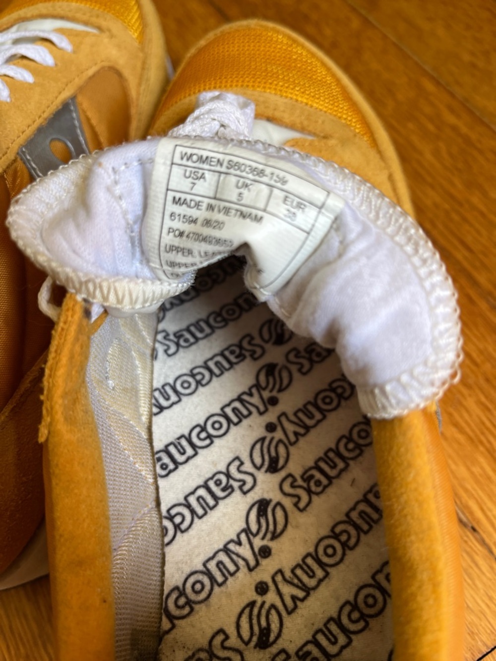 Saucony Jazz Originals Retro Suede and Textile Mustard Yellow Runner Sneakers - Picture 7 of 8